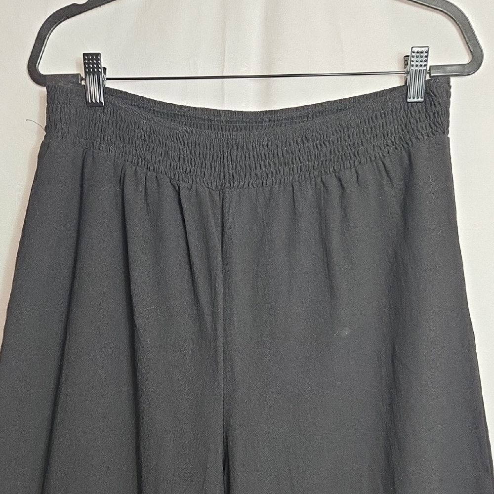 Cupshe Black Smocked Waist Wide-Leg Pants.. Beach.. Lounge..